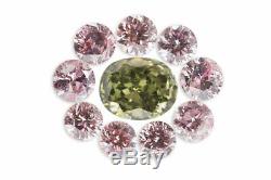 0.17 Carat LOT OF 10 Natural Fancy Color Diamonds Green Pink Oval Round Box Set