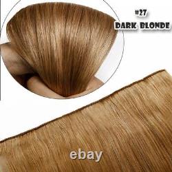 100% Real Remy Human Hair Extensions Clip In One Piece Hair Band 3/4Full Head US