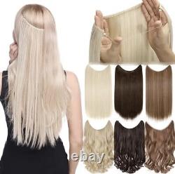 100% Real Virgin Human Invisible Wire in Hair Extensions One Piece Soft Black