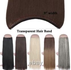 100% Real Virgin Human Invisible Wire in Hair Extensions One Piece Soft Black