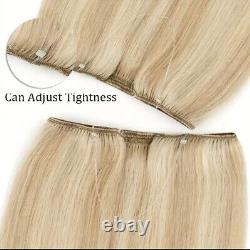 100% Real Virgin Human Invisible Wire in Hair Extensions One Piece Soft Black