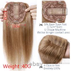 100% Remy Human Hair Topper Toupee Clip In Women Hairpiece Silk Base For Wiglets
