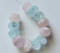 10.5-12.5mm Multi Aquamarine Melon Beads, 12 Pcs Aquamarine Carved Melon Beads