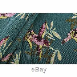 10 Metres Of Pink Blue Green Kingfisher Bird Pattern Fabric Upholstery Fabric