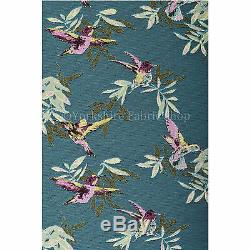 10 Metres Of Pink Blue Green Kingfisher Bird Pattern Fabric Upholstery Fabric