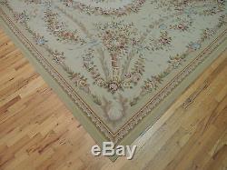 10x14 French Aubusson Style Area Rug Oriental wool hand-knotted Green PInk