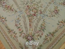 10x14 French Aubusson Style Area Rug Oriental wool hand-knotted Green PInk