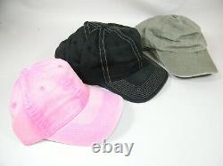 (12) Fahrenheit Pigment Dyed Washed Cotton Caps 497 Pink Green Black Leather