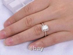 14K Rose Gold Plated 2Ct Emerald Cut Lab Created Diamond Engagement Wedding Ring
