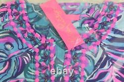 $158 NEW Lilly Pulitzer Coretta Tunic Seasalt Blue Dont Wanna Leaf Purple S L XL