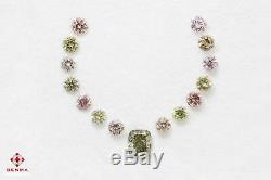 15 x Natural Fancy Color Diamonds 0.74 Carat Pink Green Chameleon Round Cushion