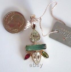$178 NEW Pink Green Tourmaline Topaz Pendant Sterling Silver STARBORN Creations