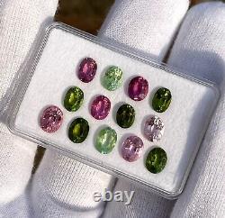 17 ct natural pink and green tourmaline Oval Shape lot loose gemstones. 8x6 mm