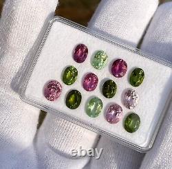 17 ct natural pink and green tourmaline Oval Shape lot loose gemstones. 8x6 mm
