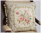 18 Silk Woven Aubusson Rose Pillow Cottage French Decor Pastel Green Pink Ivory