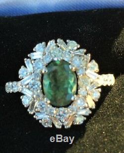 18k Gold 3.68 Ct Gia Certified Green To Pink Alexandrite Diamond Snowflake Ring