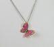 18k Rose Gold Diamond Green Emerald Ruby Pink Sapphire Butterfly Pendant