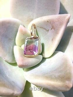 1CT Pink Green Watermelon Tourmaline Bezeled in Solid 14K Yellow Gold