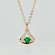 1ct Round Cut Green Emerald Pendant 18 Free Chain Solid 14k Rose Gold Over