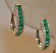1.20ct Lab Created Cut Emerald Huggie Hoop Earrings 14k Rose Gold Over