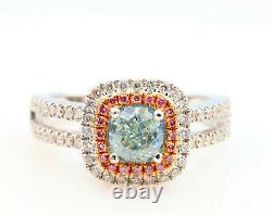 1.50ct Natural Fancy Light Green Argyle ntense Pink Diamonds Engagement Ring GIA