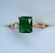 1.5ct Emerald Cut Green Emerald 14k Rose Gold Finish Engagement Wedding Ring