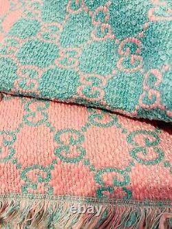 1,9x1,5m GUCCI authentic collection tweed boucle fabric GG logo green pink luxus