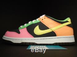 2010 Nike Dunk Low HIGHLIGHTER GREY YELLOW PINK GREEN ORANGE 310569-071 DS 7Y 7