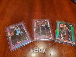 2019-20 prizm Ja Morant Purple Wave, Zion Pink Ice, and 2018-19 Green Trae Young