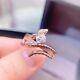 2ct Oval Cut Lab-created Aquamarine Engagement Ring 14k Rose Gold Plated