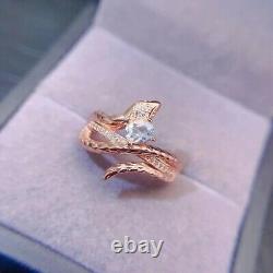 2Ct Oval Cut Lab-Created Aquamarine Engagement Ring 14k Rose Gold Plated
