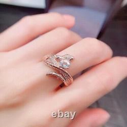 2Ct Oval Cut Lab-Created Aquamarine Engagement Ring 14k Rose Gold Plated