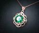 2ct Round Cut Green Emerald Halo Flower Pendant 14k Rose Gold Finish Free Chain