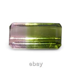2.03ct Emerald Cut Green & Pink Bi-Colour Tourmaline from Brazil