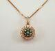 2.30ct Round Cut Green Emerald Cluster Women's Pendent In 14k Rose Gold Finish