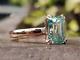 2.3ct Blue Emerald Cut Moissanite Engagement Solitaire Ring 14k Rose Gold Plated