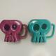 2 Shag Skull Tiki Mug Glass Japan Exclusive Rare Josh Agle New Green Pink Glaze