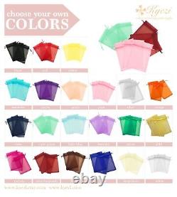 2x3, 3x4, 4X6, 5x7 Choose Your Own Colors Sheer Drawstring Organza Bags