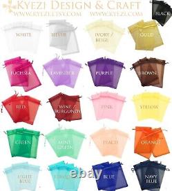 2x3, 3x4, 4X6, 5x7 Choose Your Own Colors Sheer Drawstring Organza Bags