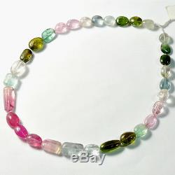 356CT Afghani Green Blue Pink Bicolor Tourmaline Nugget Beads 18.5 Strand