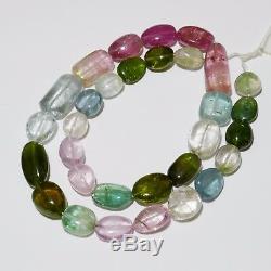 356CT Afghani Green Blue Pink Bicolor Tourmaline Nugget Beads 18.5 Strand