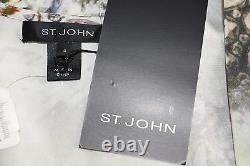 $395 NEW ST. JOHN Blouse Top Celedon Multi Silk Gray Green Cream Pink 4