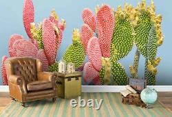 3D Cactus Pink Green Wallpaper Wall Mural Removable Self-adhesive Sticker774