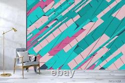 3D Geometry Pink Green Self-adhesive Removeable Wallpaper Wall Mural