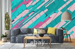 3D Geometry Pink Green Self-adhesive Removeable Wallpaper Wall Mural