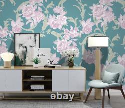 3D Green Pink Floral Self-adhesive Removeable Wallpaper Wall Mural Sticker 157
