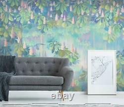 3D Green Pink Flower ZHUA9736 Wallpaper Wall Murals Removable Self-adhesive Amy