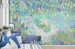 3D Green Pink Flower ZHUA9736 Wallpaper Wall Murals Removable Self-adhesive Amy