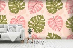 3D Green Pink Leaves Wallpaper Wall Mural Removable Self-adhesive Sticker 562