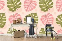 3D Green Pink Leaves Wallpaper Wall Mural Removable Self-adhesive Sticker 562